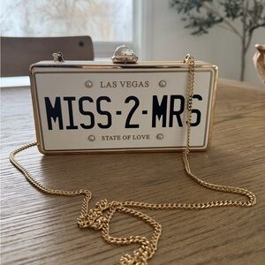 Gold and White Miss-2-Mrs Clutch